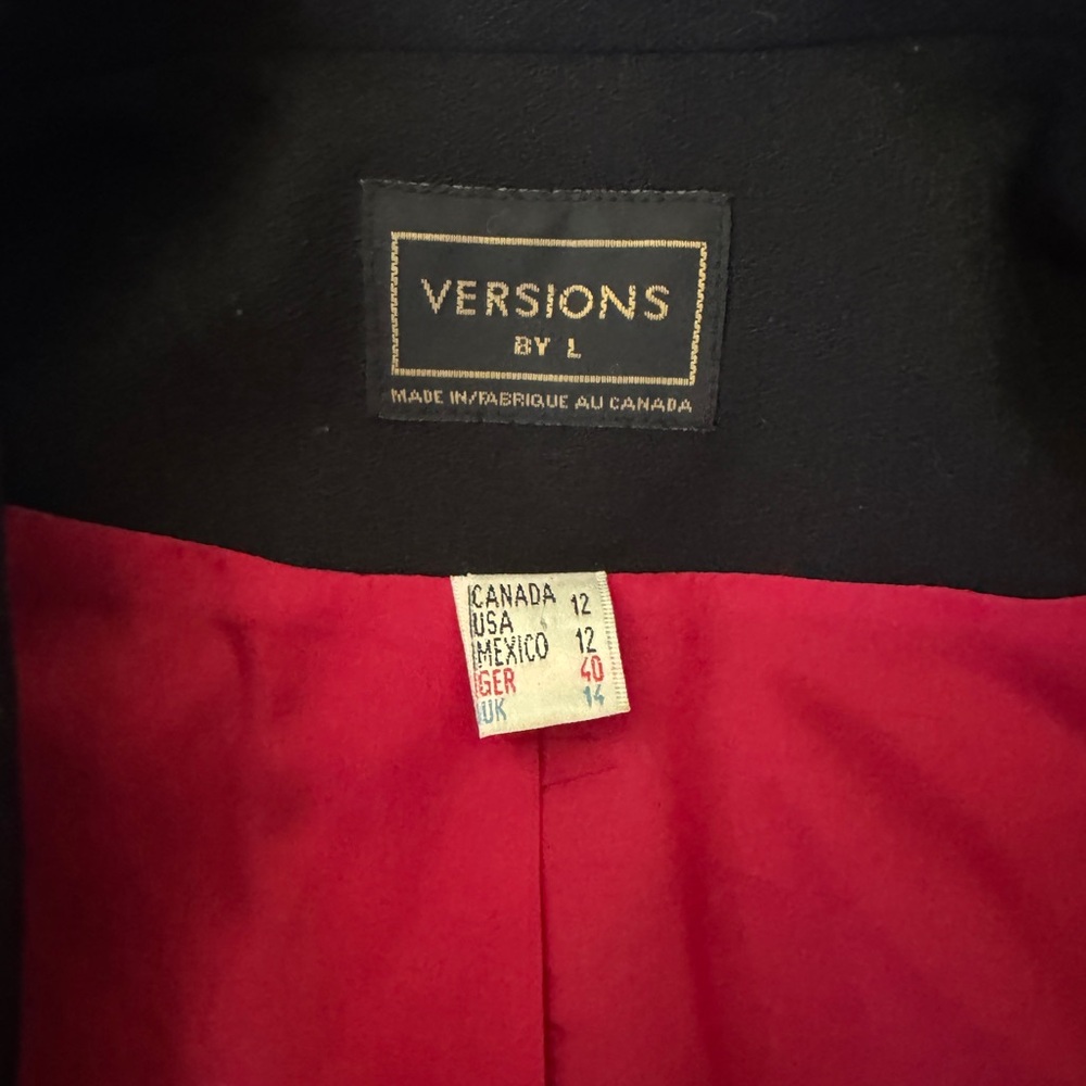 Versions by L Black Wool Blazer with Black and Red Lower Lining Options - Picture 9 of 12